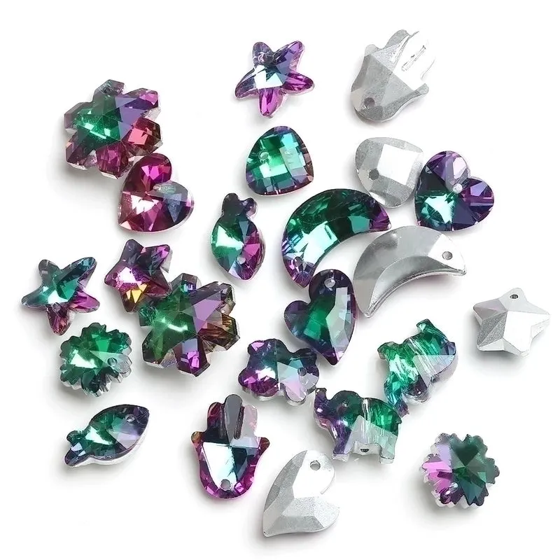 20 Pcs/package Sweet Shiny Heart Shape Glass Stoving Varnish Beads Jewelry Accessories