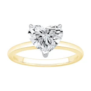 2.00ct Laboratory Grown Diamond Heart Cut Solitaire Ring in 18ct Yellow and White Gold