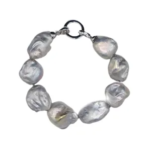 205-07-S | STONE PEARL BRACELET (GRAY ON SILVER)