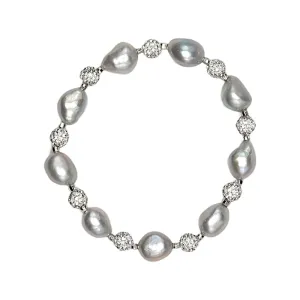 221-07-S | PETITE PEARL & CRYSTAL BRACELET (GRAY)