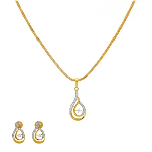 22K Yellow Gold & CZ Pendant Necklace Set (9.5gm)