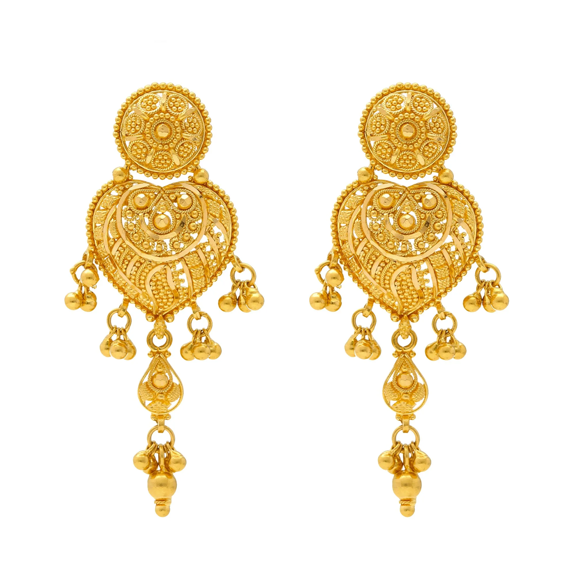 22K Yellow Gold Beaded Filigree Classic Jewelry Set