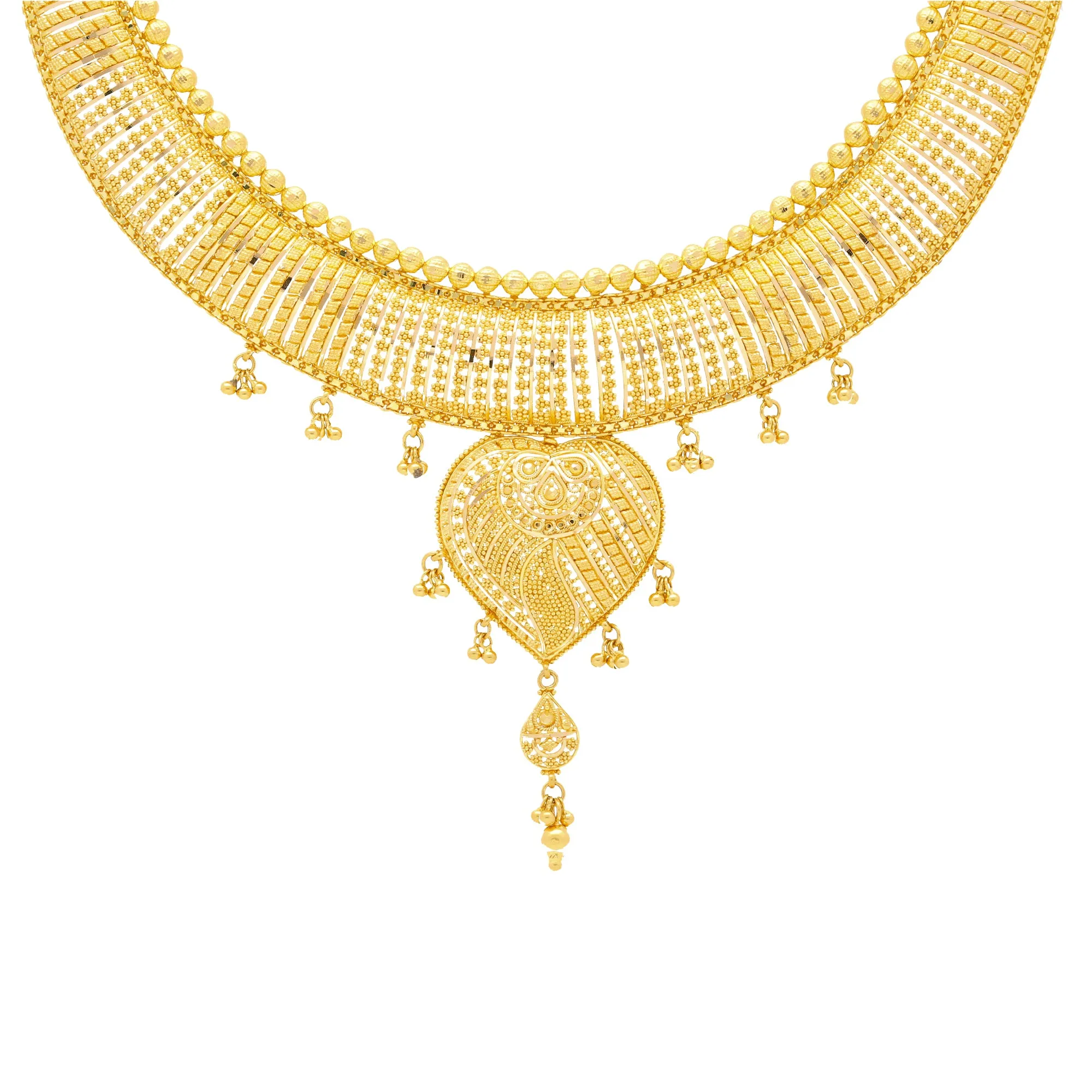 22K Yellow Gold Beaded Filigree Classic Jewelry Set