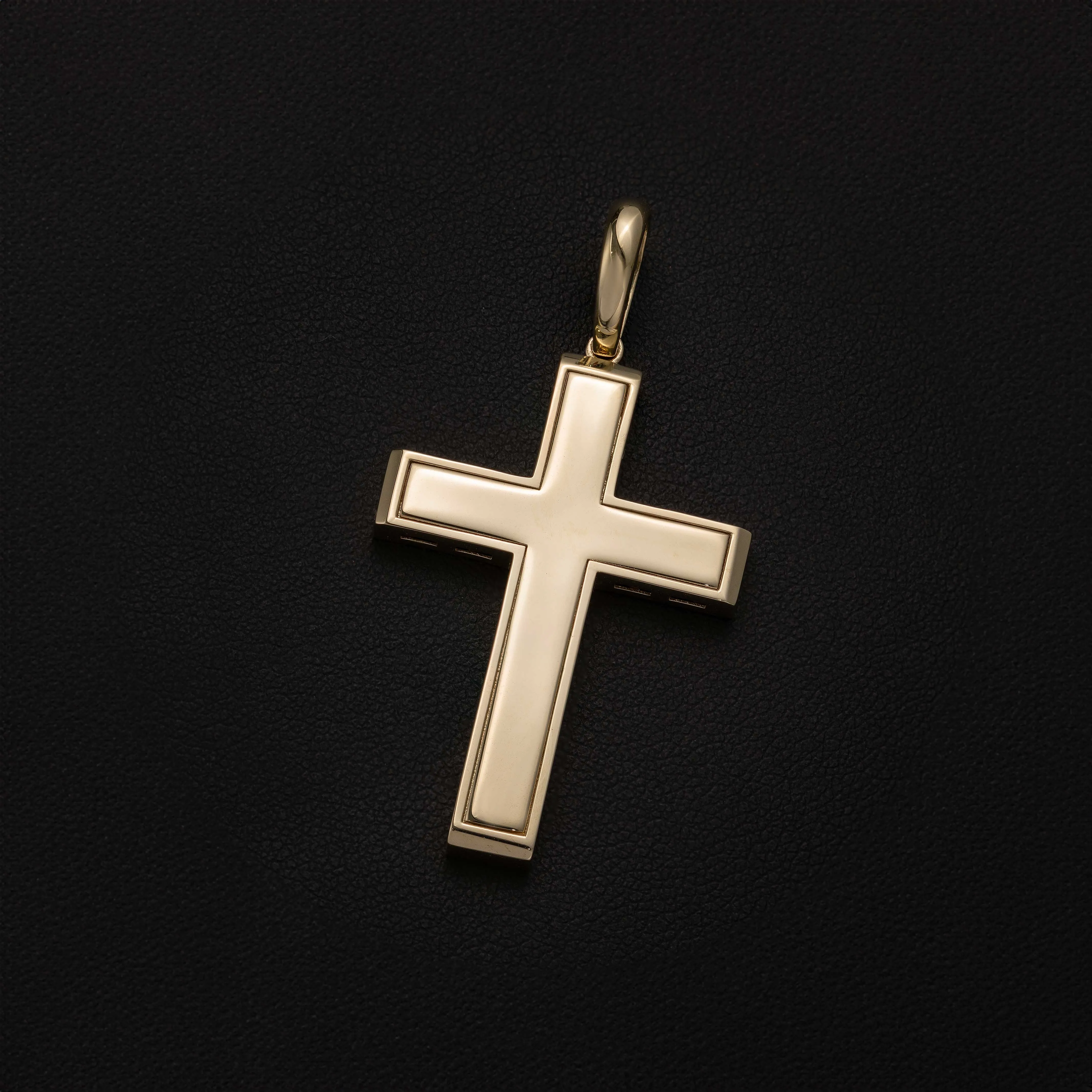 2" Shiny Cross Pendant Solid 10K Yellow Gold