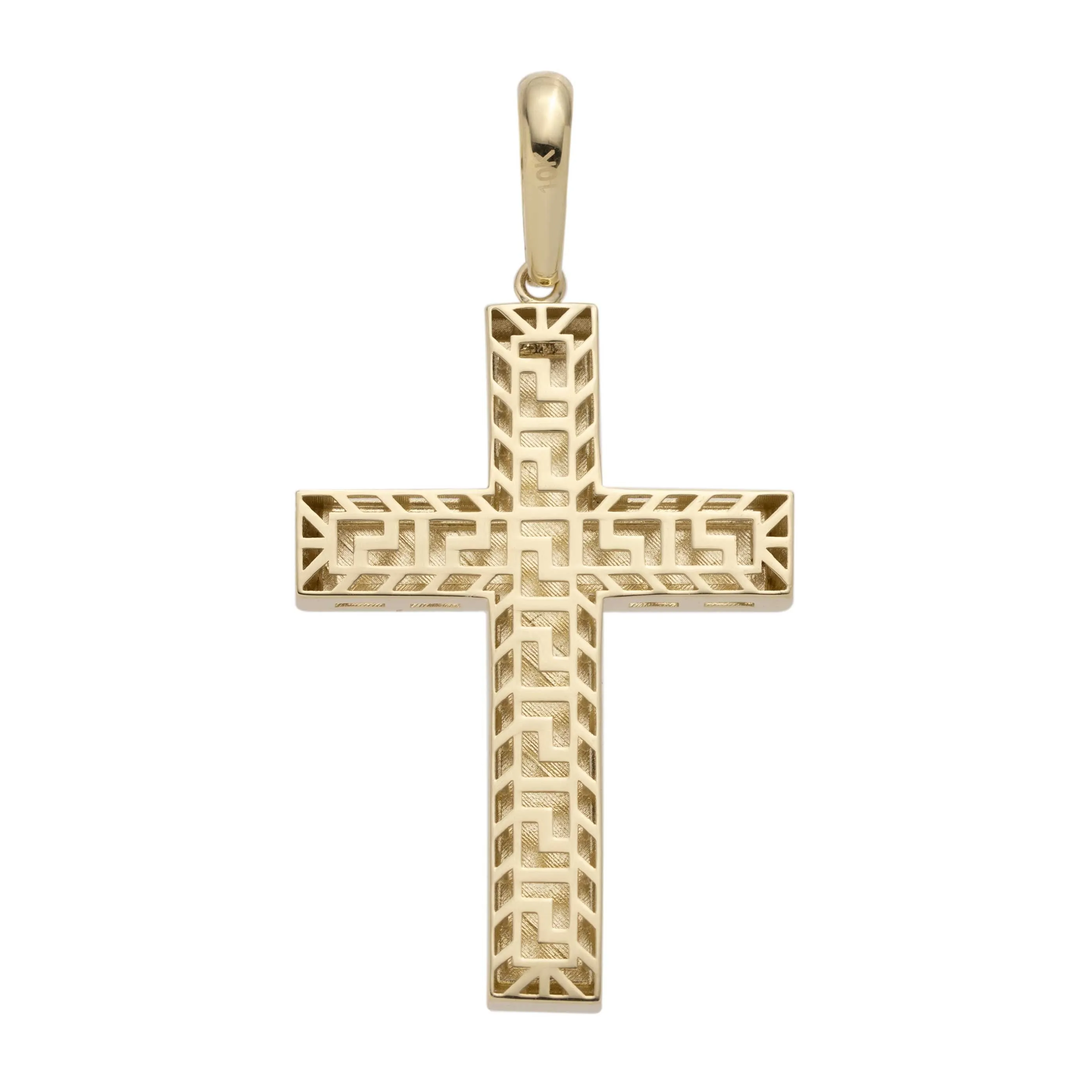 2" Shiny Cross Pendant Solid 10K Yellow Gold