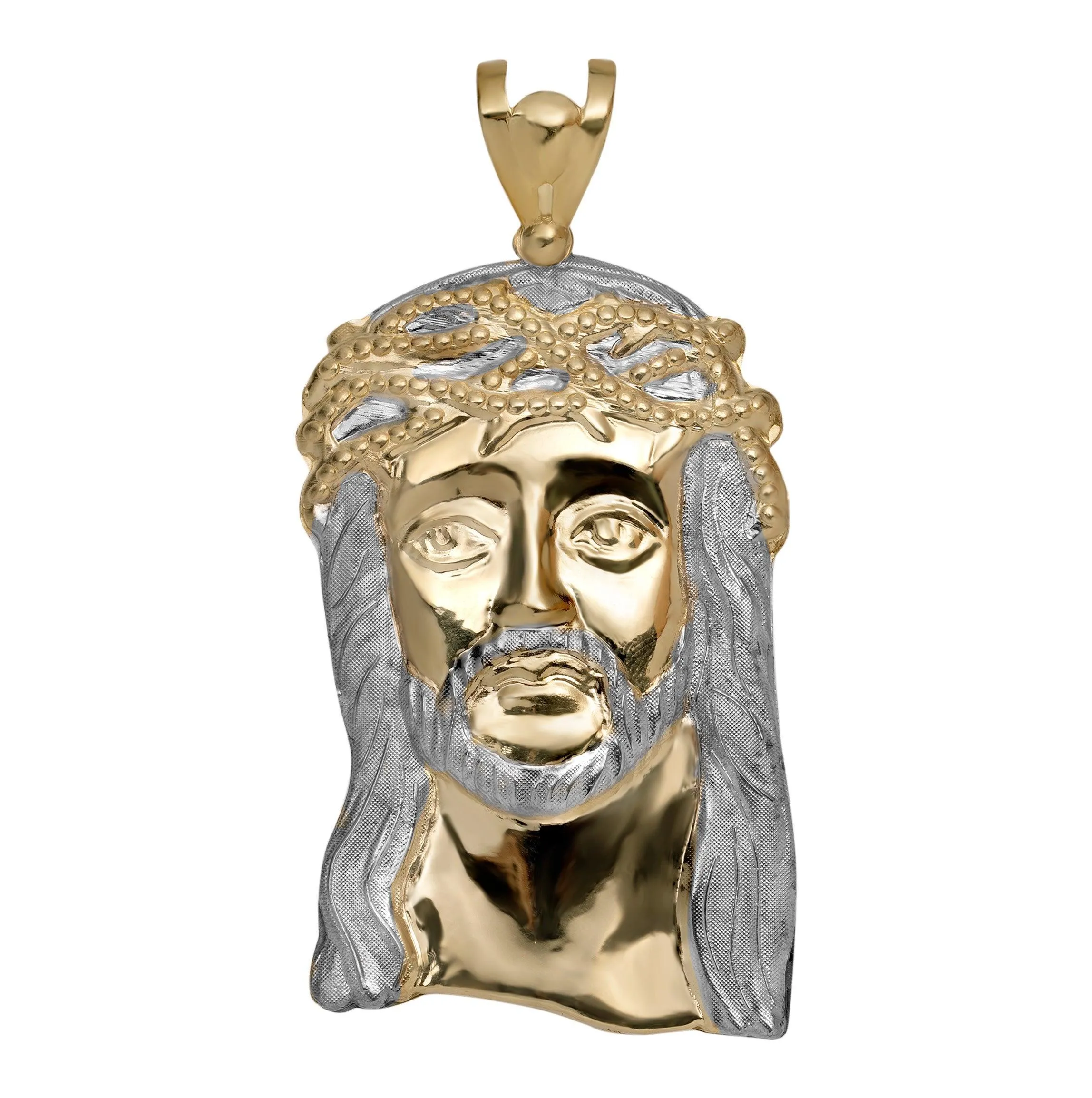 3 1/2" Jesus Head Charm Pendant 10K Yellow Gold