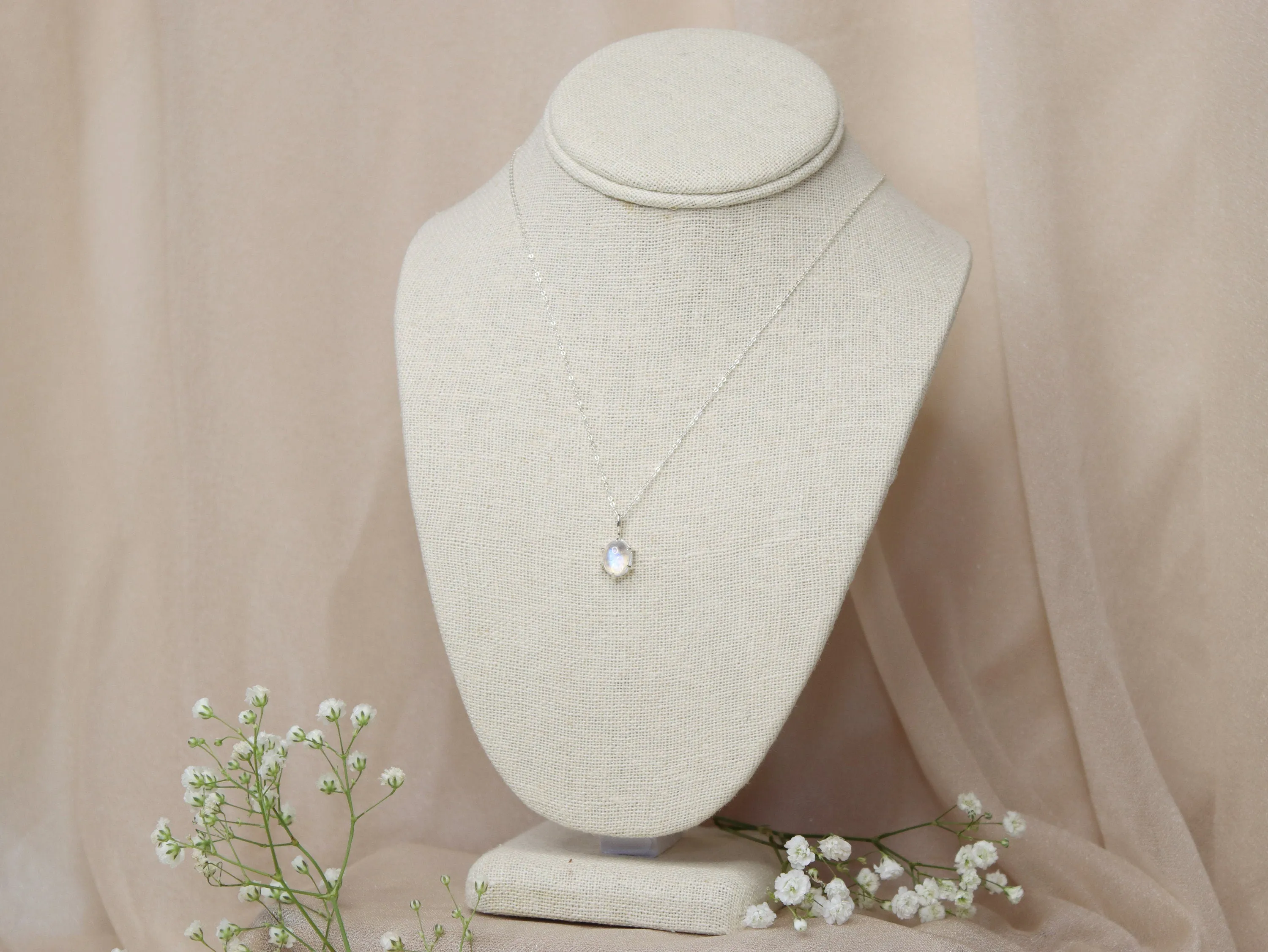 6 Prong Moonstone Necklace