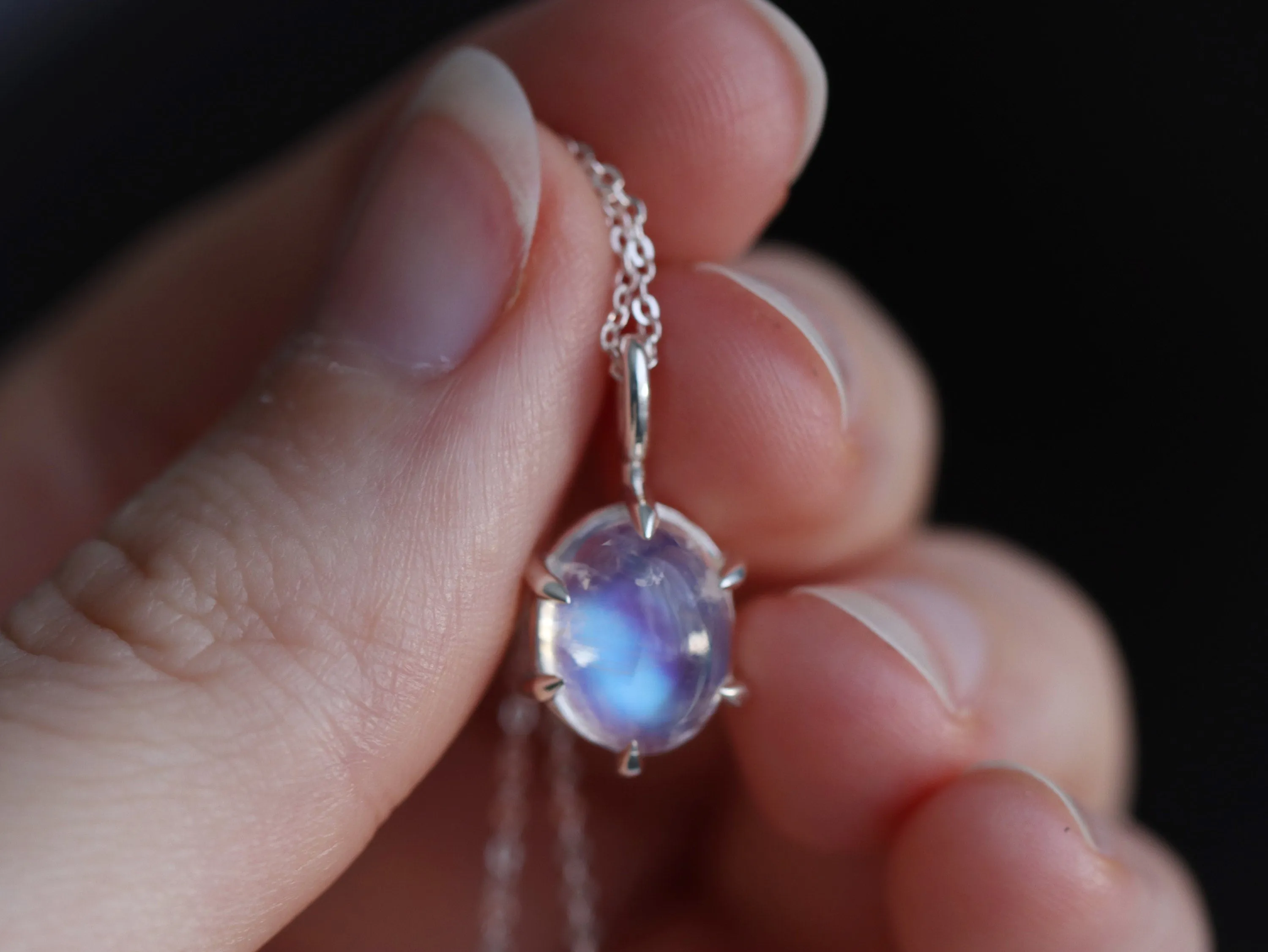 6 Prong Moonstone Necklace