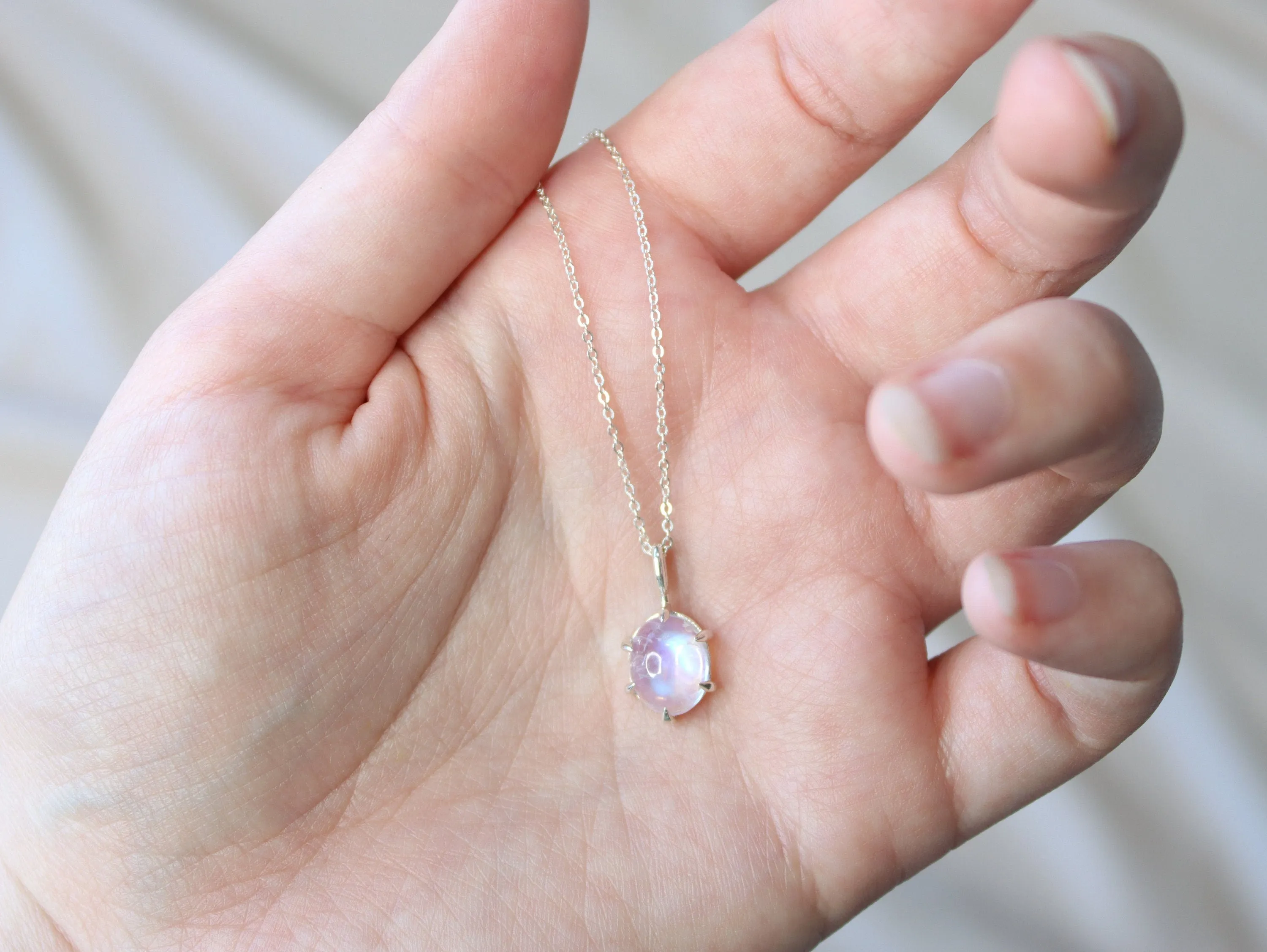 6 Prong Moonstone Necklace