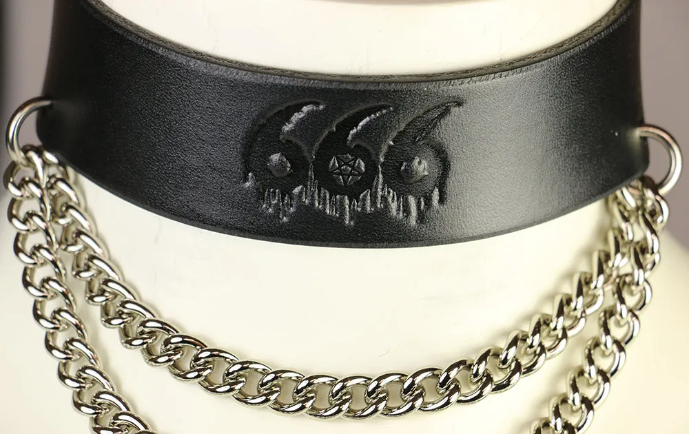 666 Leather Chain Choker