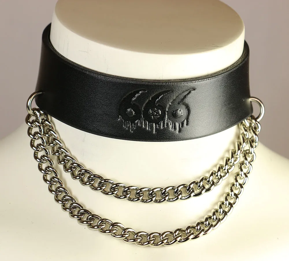 666 Leather Chain Choker