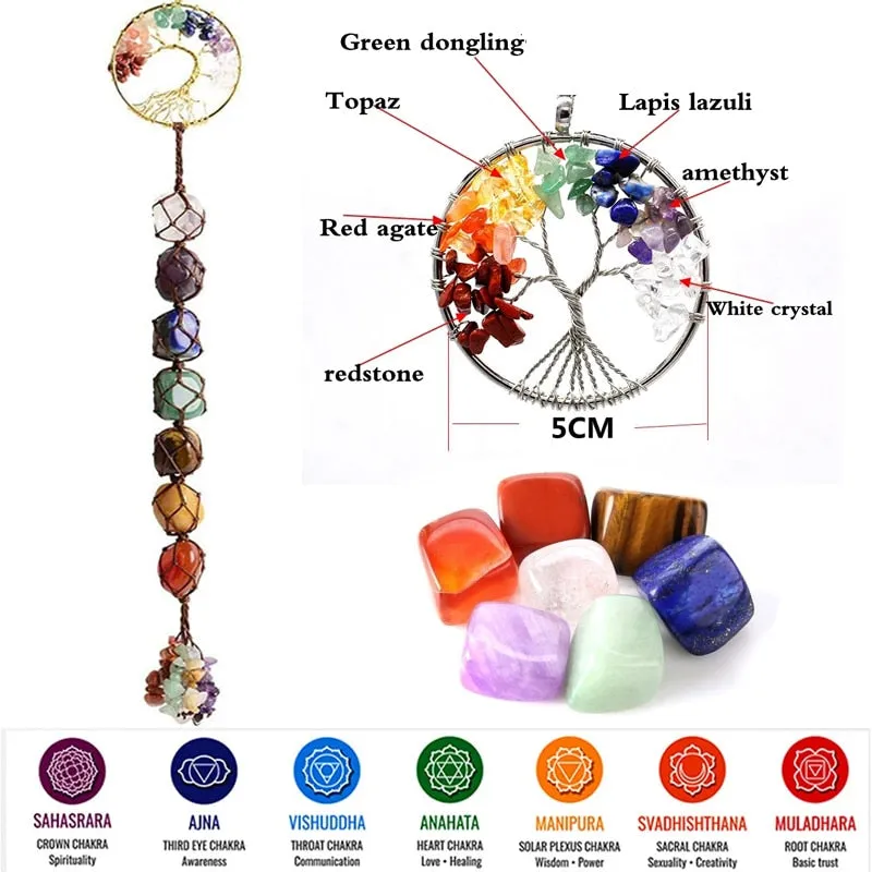 7 Chakras Natural Crystal Gemstone Meditation Ornament Crystal Tree