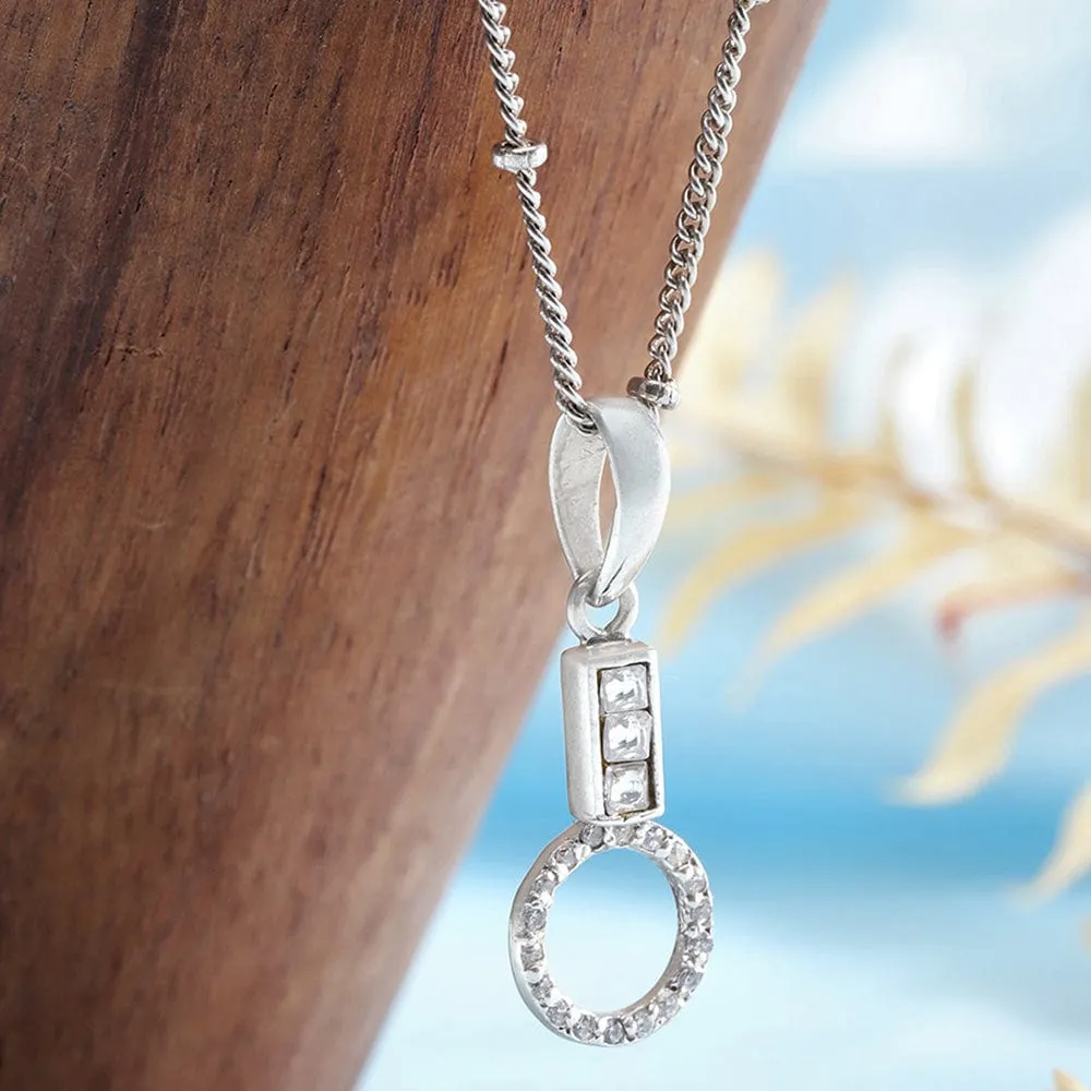 92.5 Silver Zircon Ring Necklace