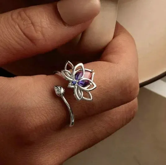 925 Sterling Silver Lotus Ring