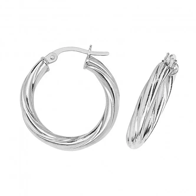 9CT White Gold 15mm Hoop Earrings ER354W