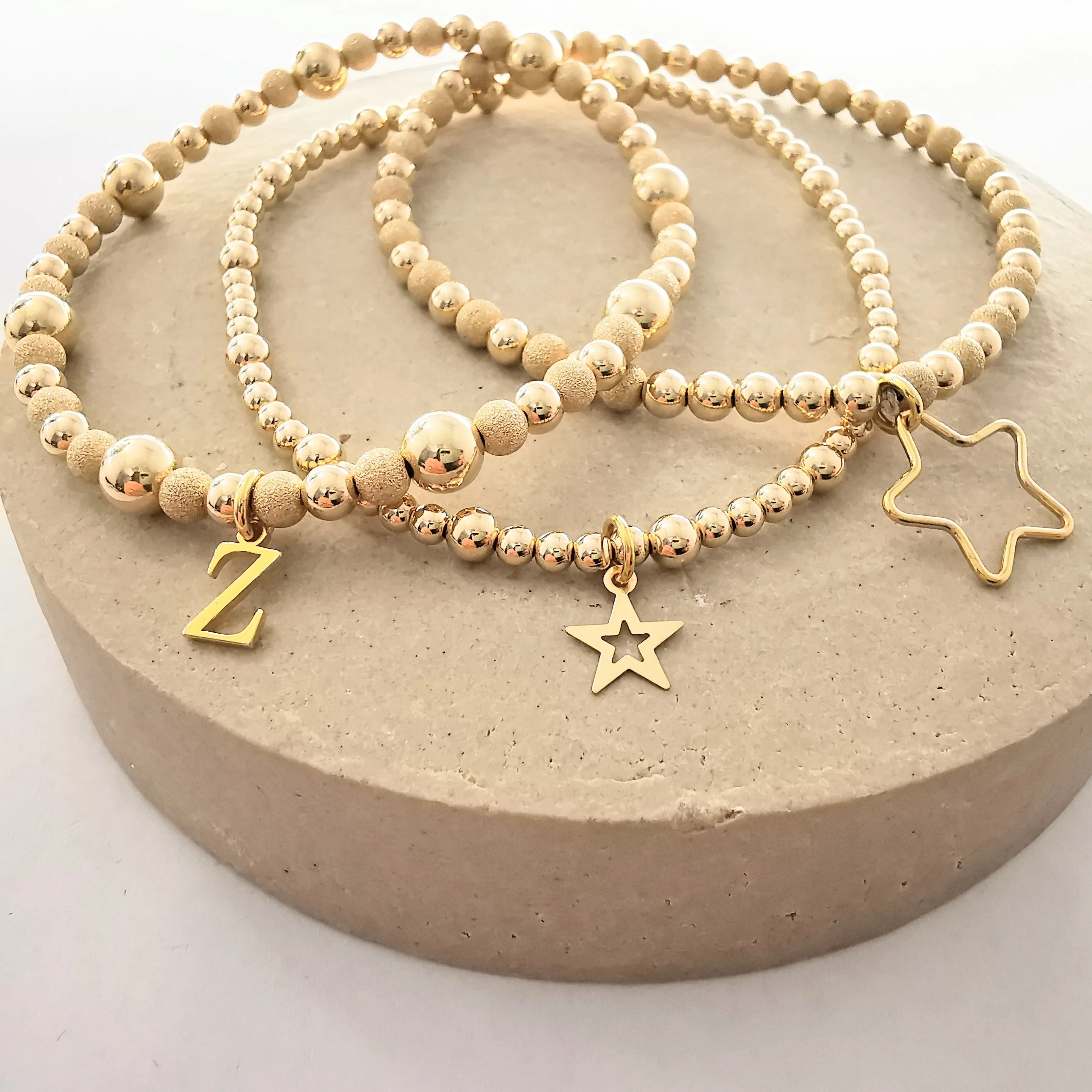 All That Glitters - Personalised Gold Bead Star Bracelet Collection