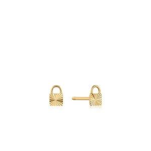 Ania Haie 14kt Gold Padlock Stud Earrings