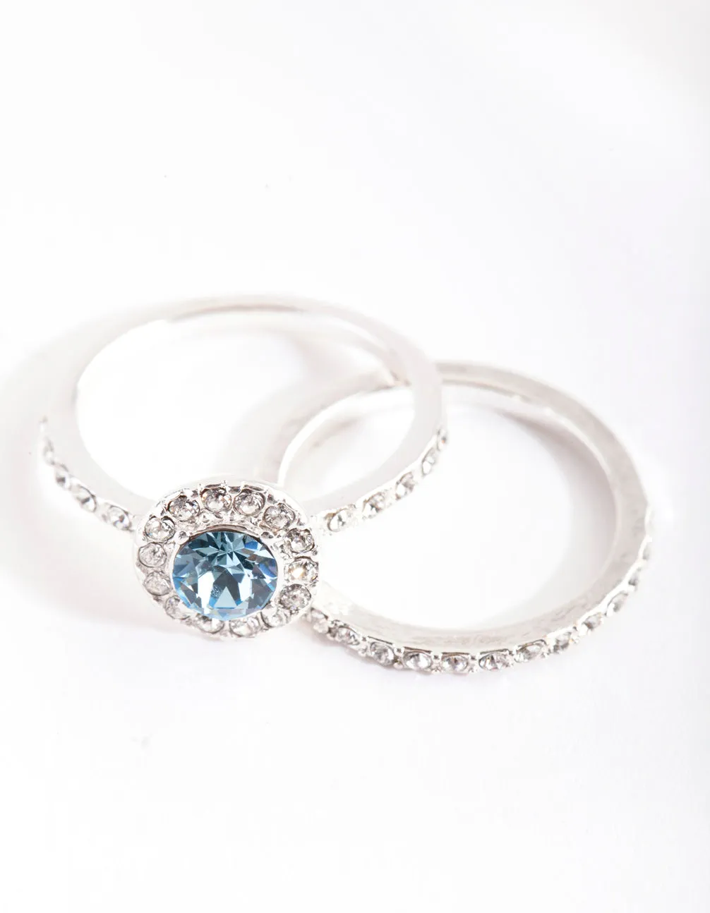 Aqua Diamond Simulant Diamante Ring