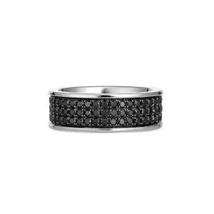 Artisan Boston Three Row Black Diamond Eternity Ring | 18K White Gold