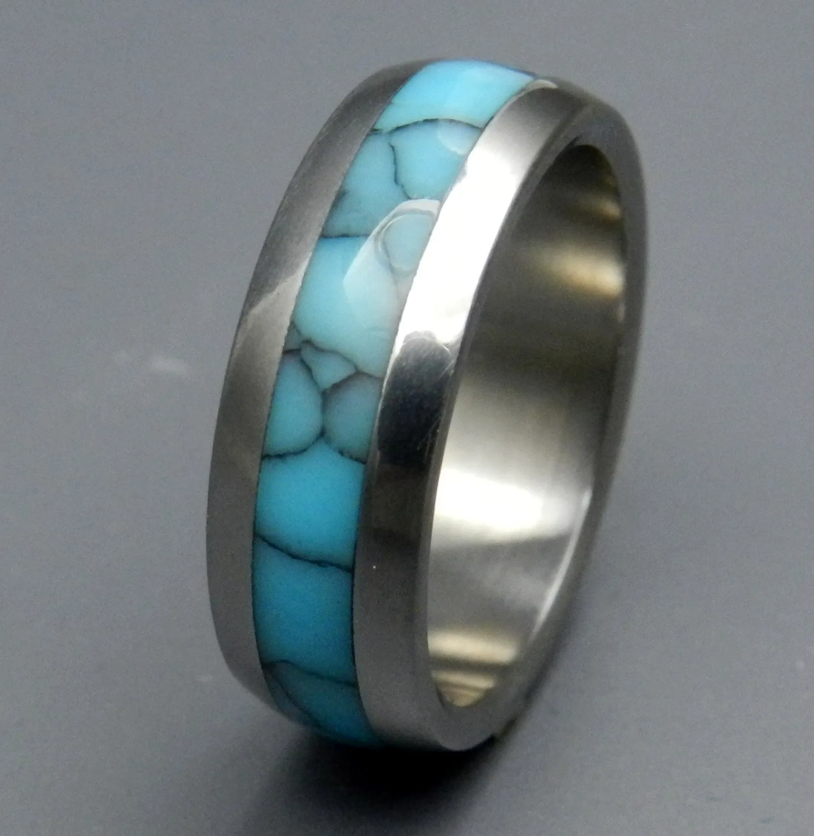 Atlantis | Men's Turquoise Stone & Titanium Wedding Ring