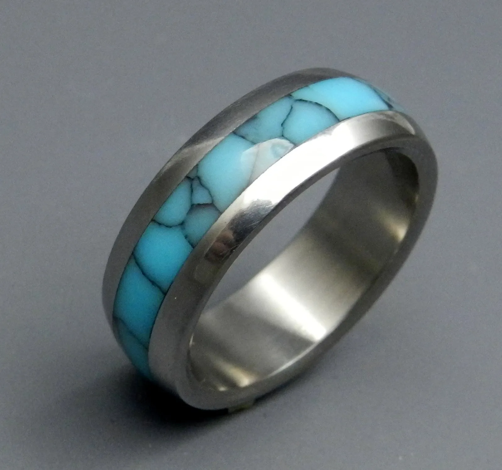 Atlantis | Men's Turquoise Stone & Titanium Wedding Ring