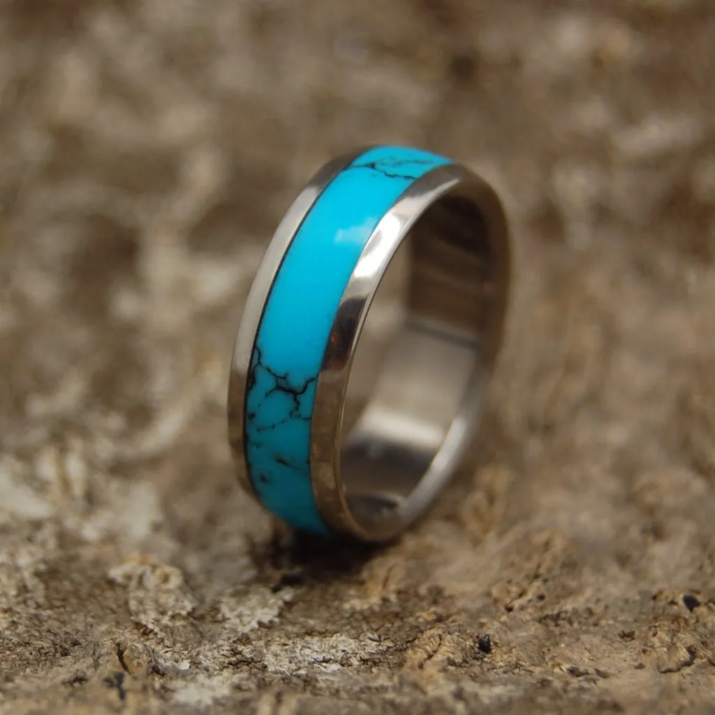 Atlantis | Men's Turquoise Stone & Titanium Wedding Ring