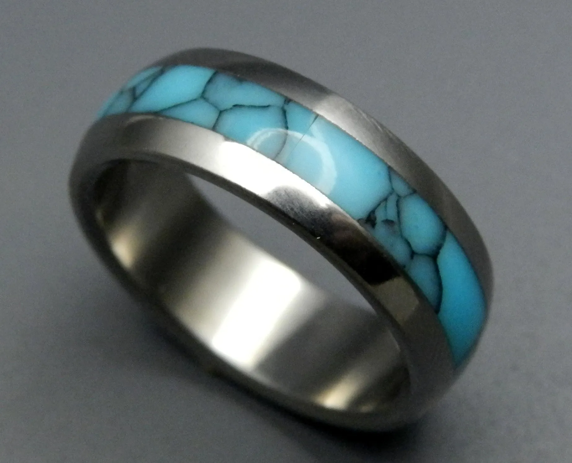 Atlantis | Men's Turquoise Stone & Titanium Wedding Ring