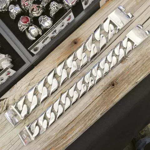 Bagger Bracelet - Silver - 1.25" Wide - The Classic - B29