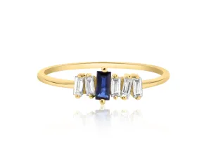 Baguette Diamond and Sapphire Ring