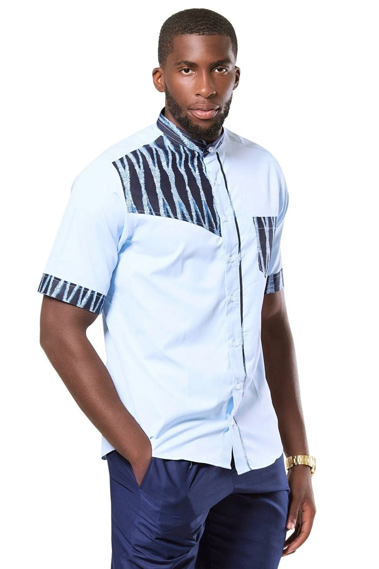 Bandjoun African Print Men Shirt - Blue