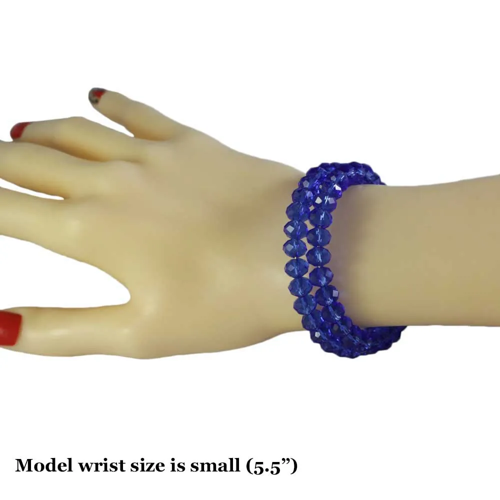 Beaded Blue Wrap Bracelet with Gold Ball - BG401B