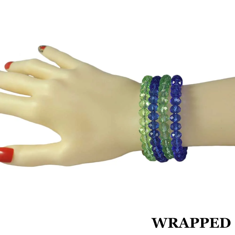 Beaded Blue Wrap Bracelet with Gold Ball - BG401B