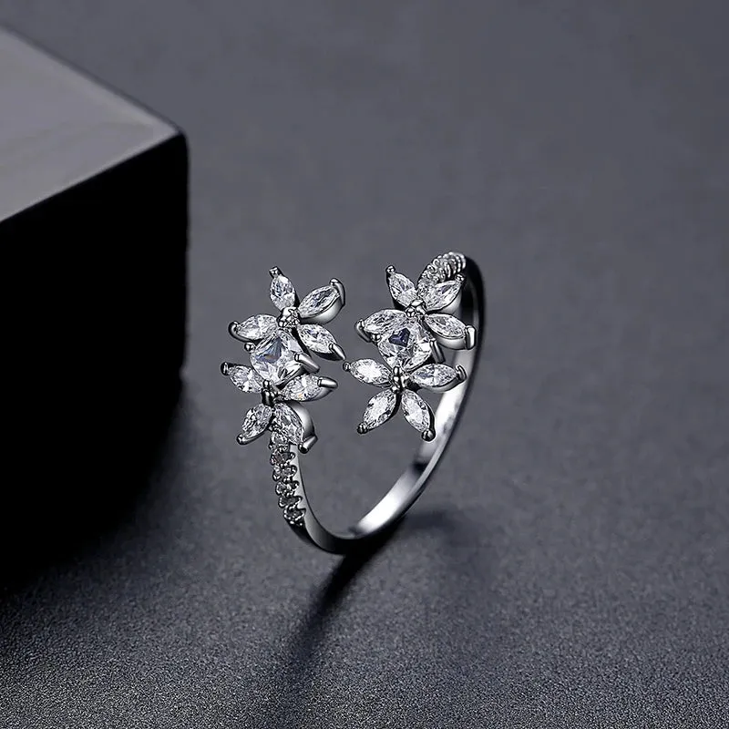 Beautiful Flower CZ Rings