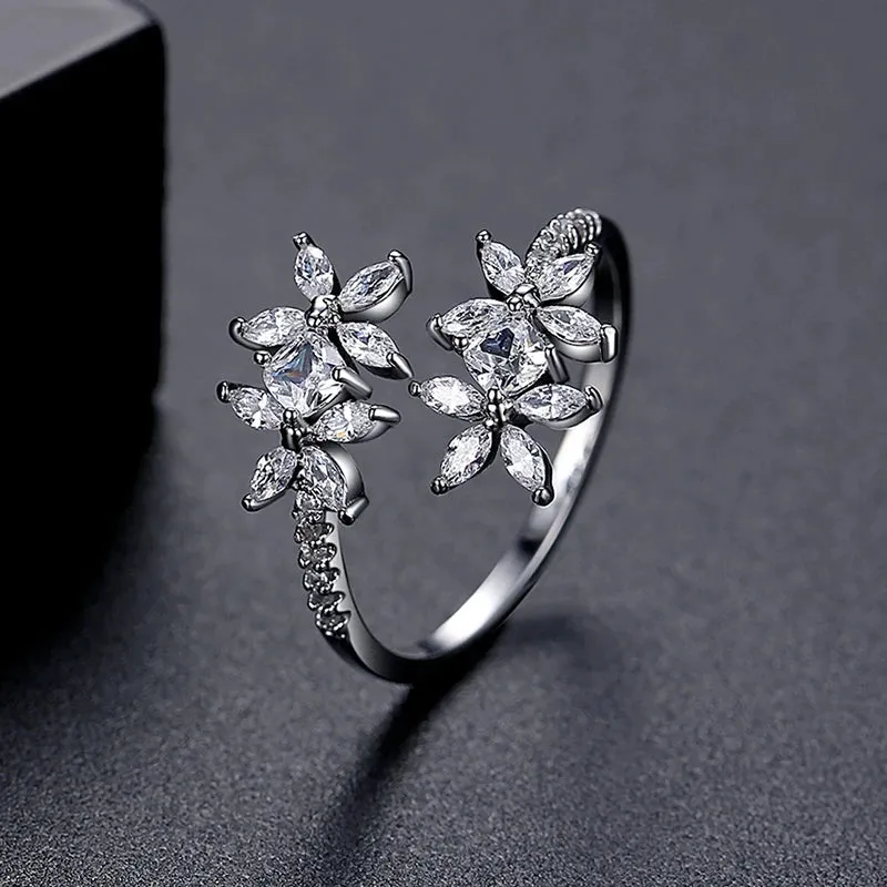 Beautiful Flower CZ Rings