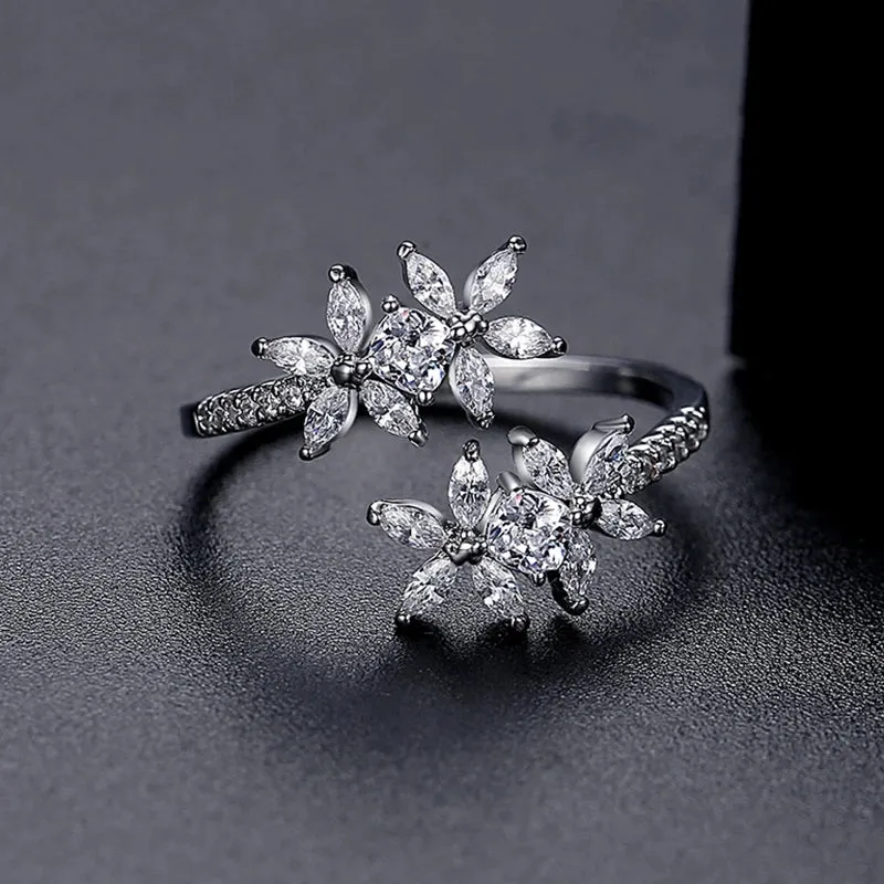 Beautiful Flower CZ Rings