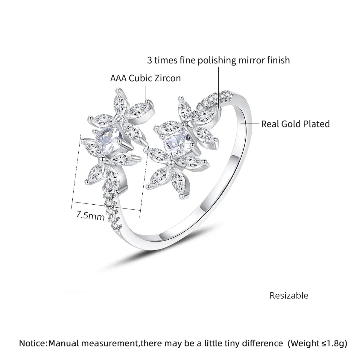 Beautiful Flower CZ Rings