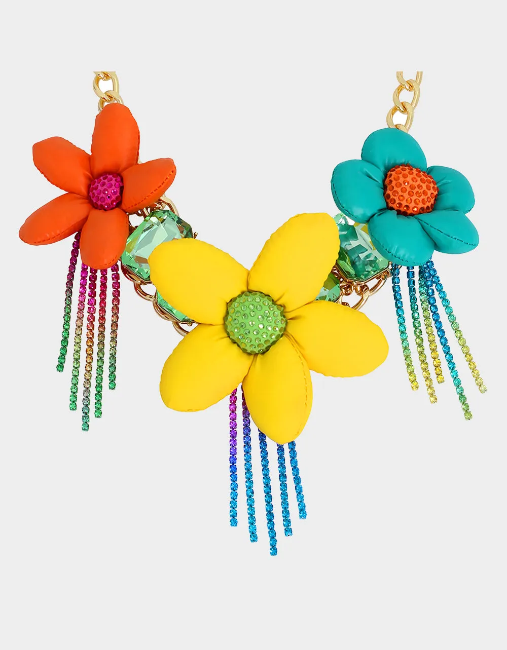 BETSEYS PUFFY FLOWER BIB NECKLACE MULTI