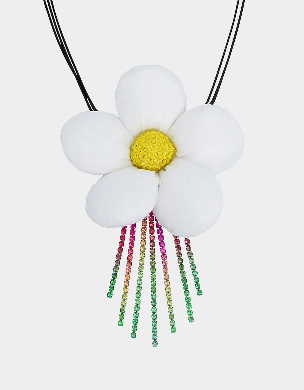 BETSEYS PUFFY FLOWERS SHORT PENDANT WHITE