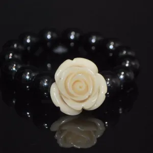 Black Glass With Flower Ascent Bracelets