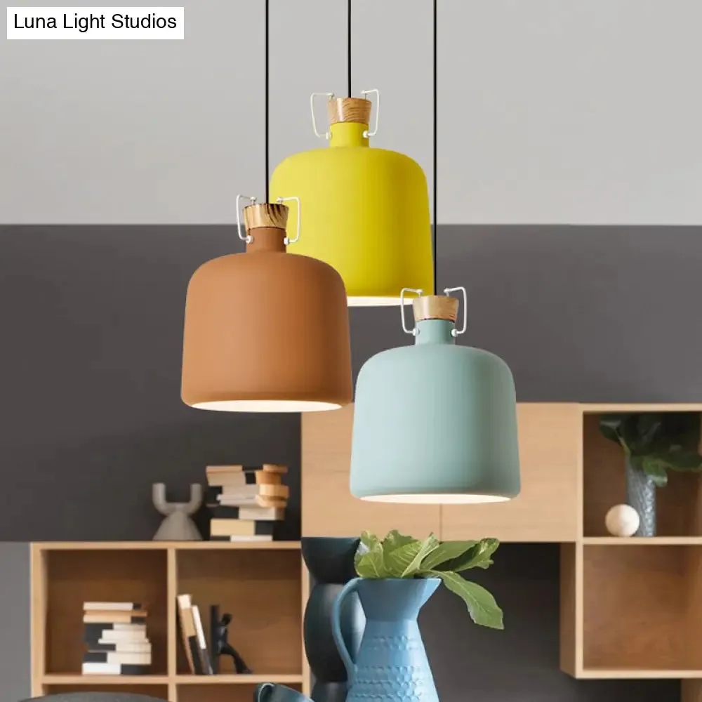 Blue/Gold/Brown Wine Jar Pendant Light with Cork Detailing