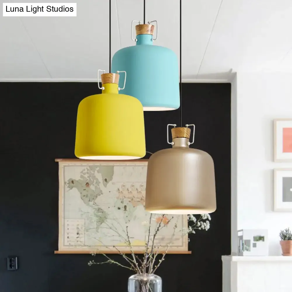 Blue/Gold/Brown Wine Jar Pendant Light with Cork Detailing