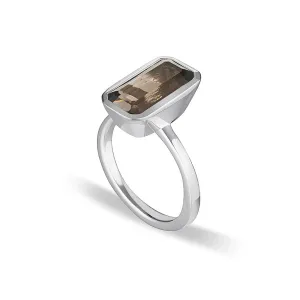 CELEBRATION STACKER RING - LARGE EMERALD CUT - SMOKY QUARTZ