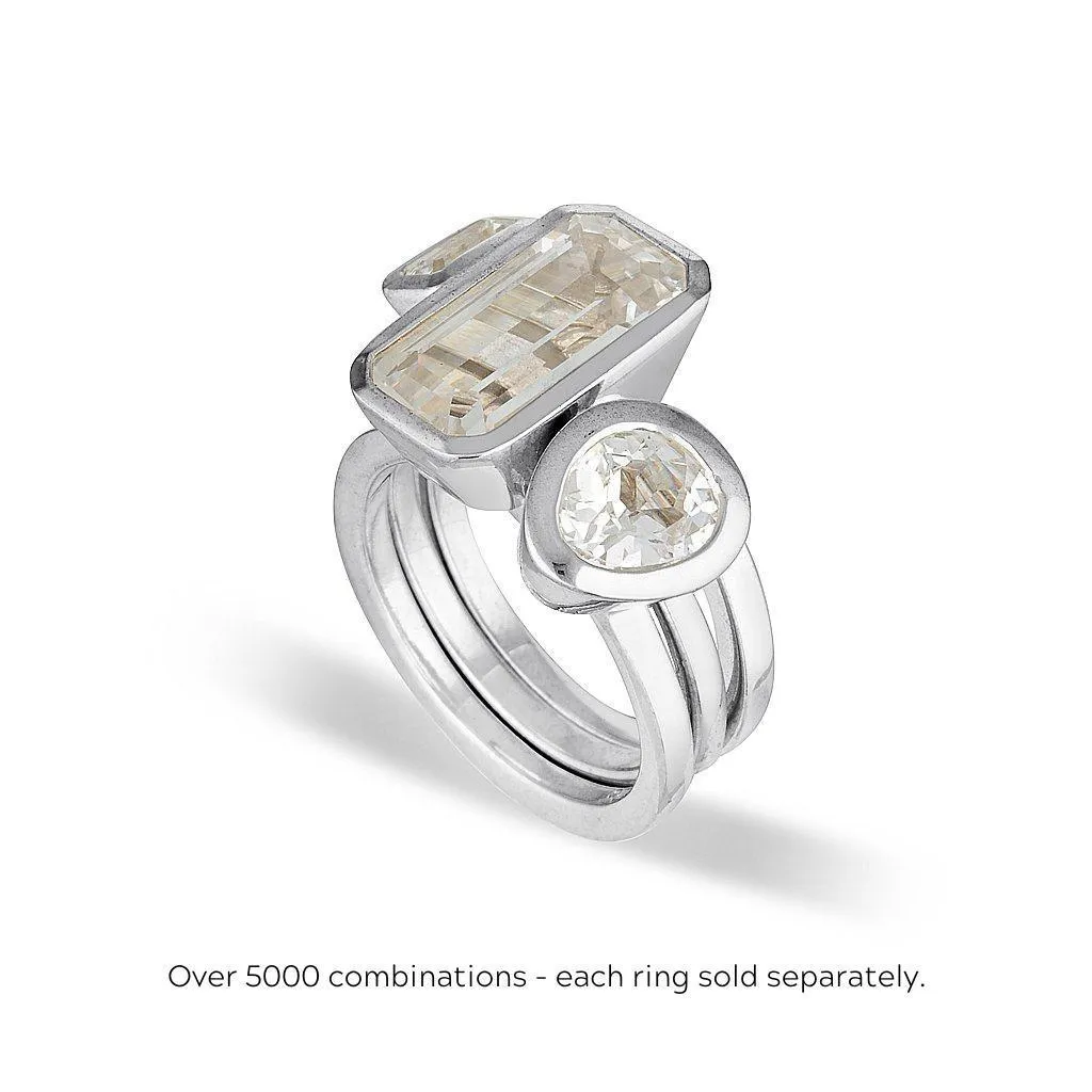 CELEBRATION STACKER RING - LARGE EMERALD CUT - SMOKY QUARTZ