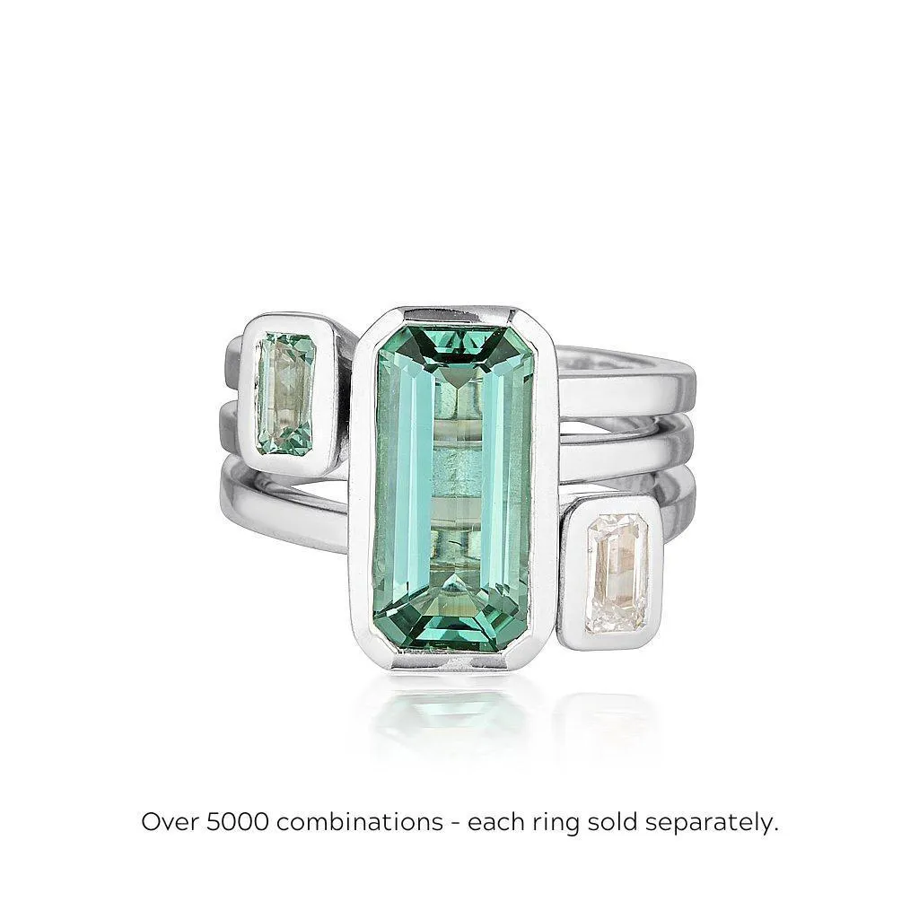 CELEBRATION STACKER RING - LARGE EMERALD CUT - SMOKY QUARTZ