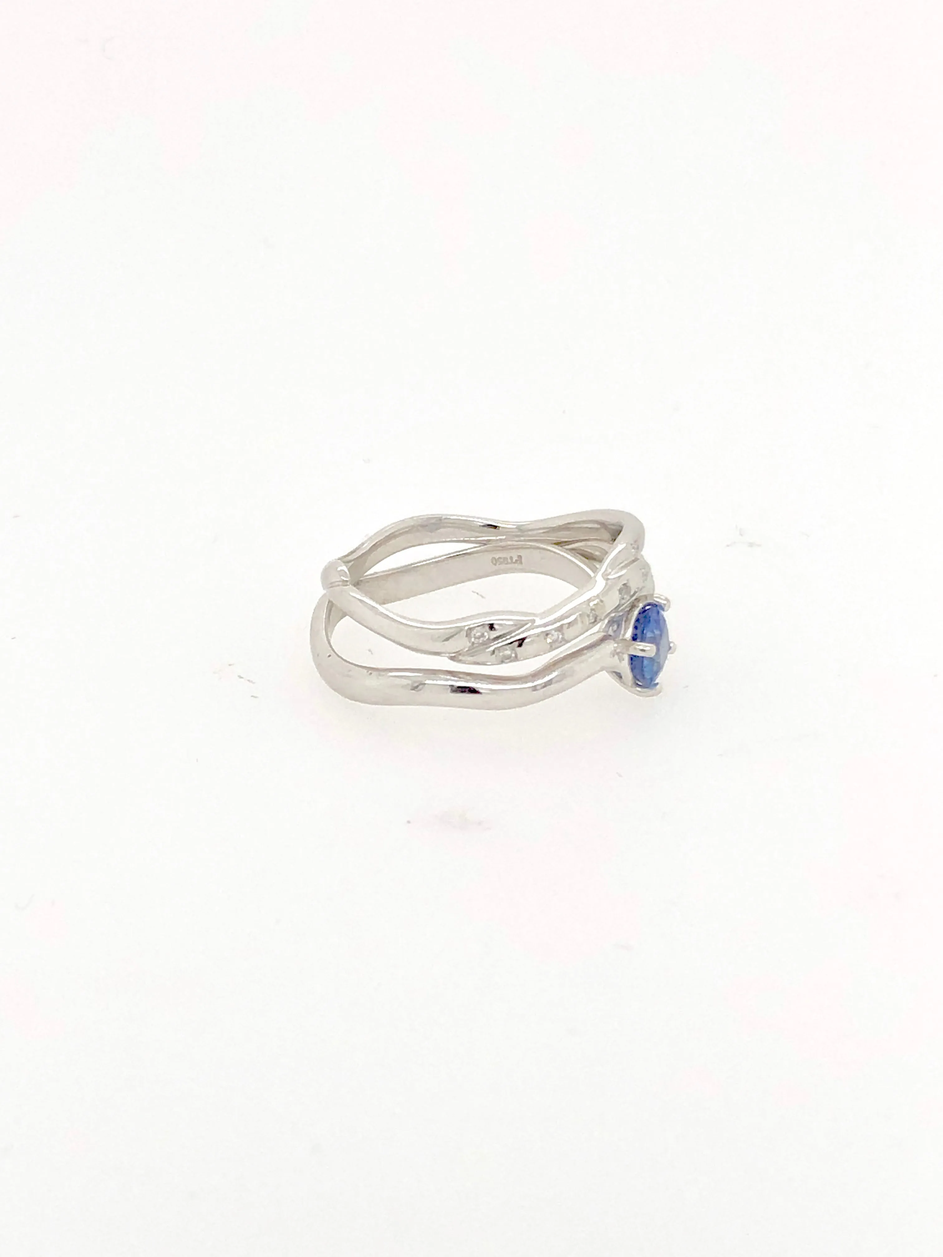 Ceylon Sapphire Platinum Ring Set