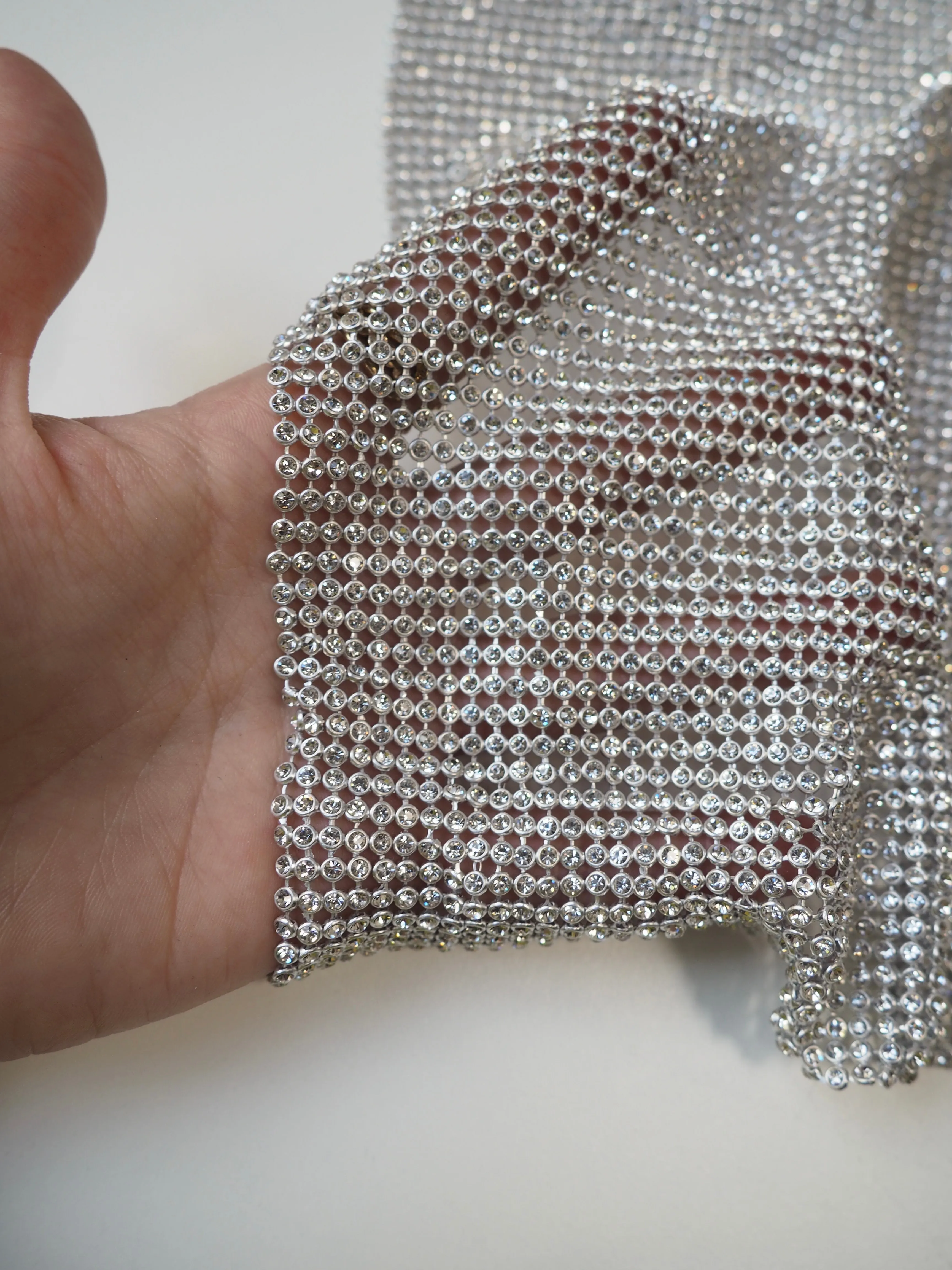 Clear Crystal Silver Chainmail