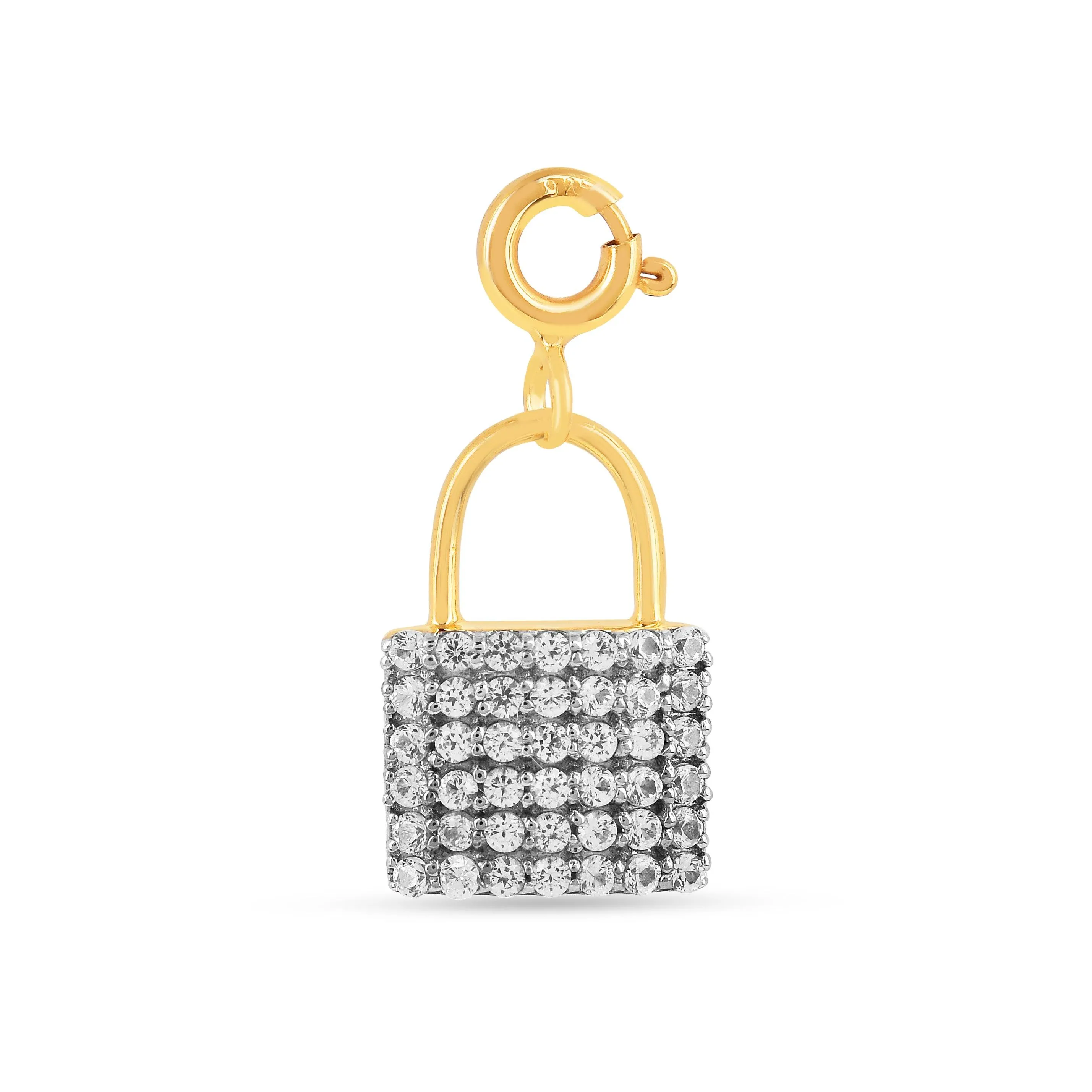 Cluster Padlock White Sapphire Charm