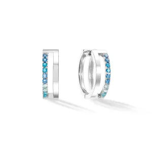 Coeur De Lion Eternal Unity Silver Blue Hoop Earrings