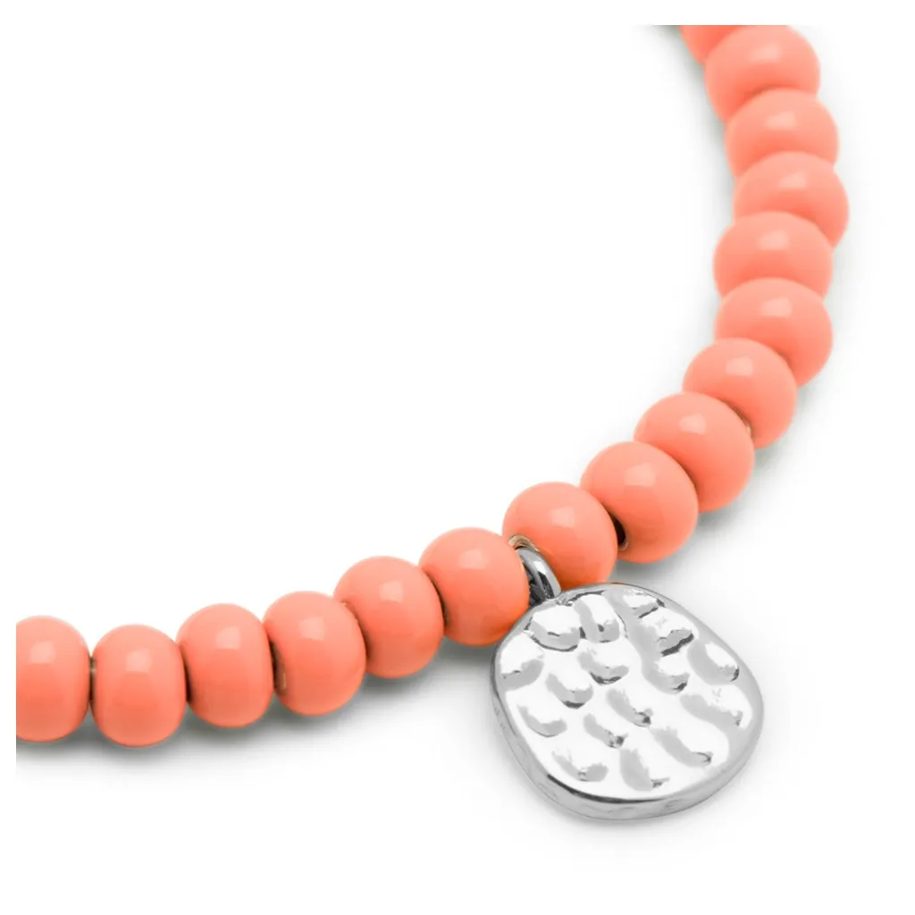 Color Ball Bracelet Charms silver plated - Burnt Coral