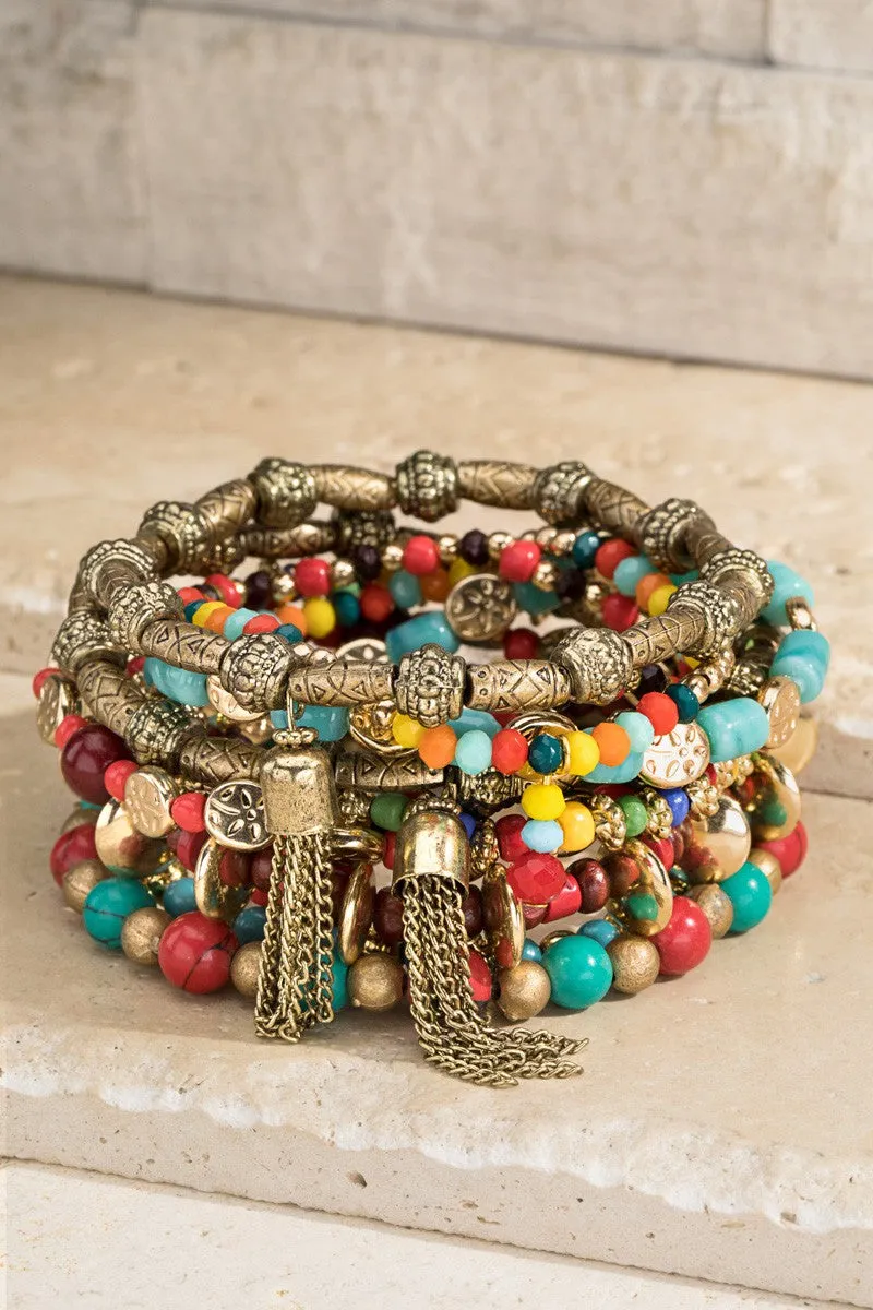 Color Burst Mix Bead Bracelet - Multi